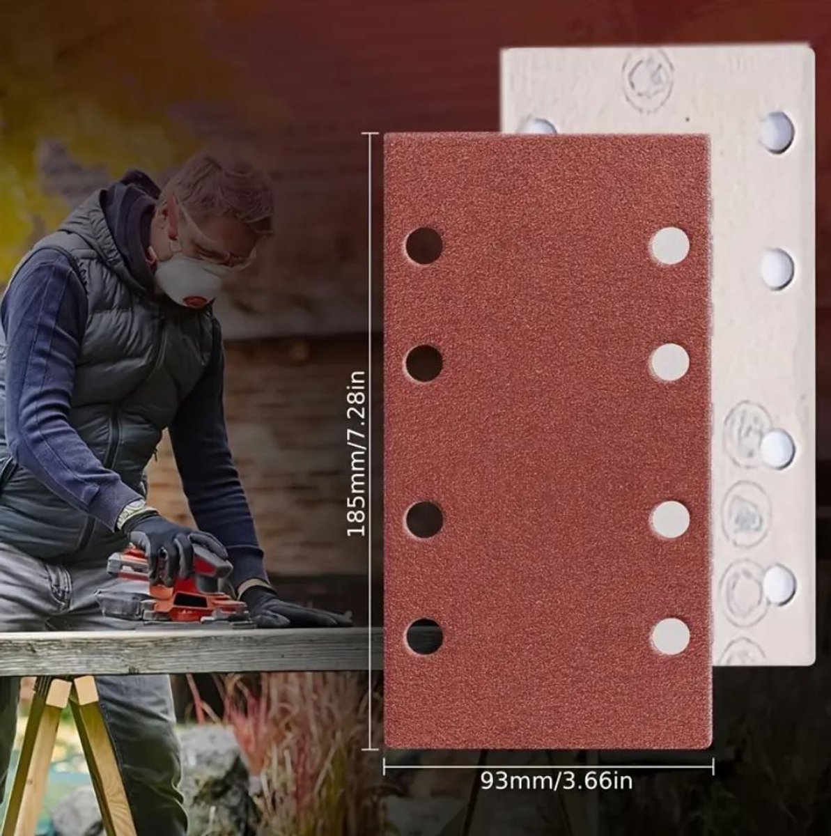 10 x Schuurpapier voor Schuurmachine - P40 Korrels - Zelfklevend schuurstroken - 93x185 mm